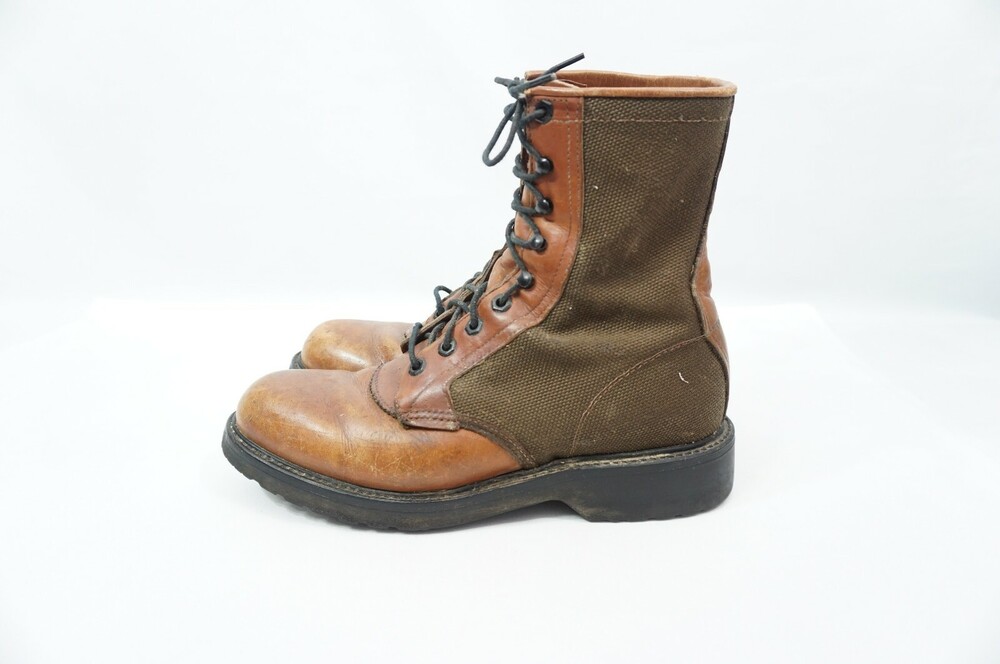 Vintage Chippewa Men 8.5 D Viper Cloth Brown Fabric/Leather Lace up Snake Boots